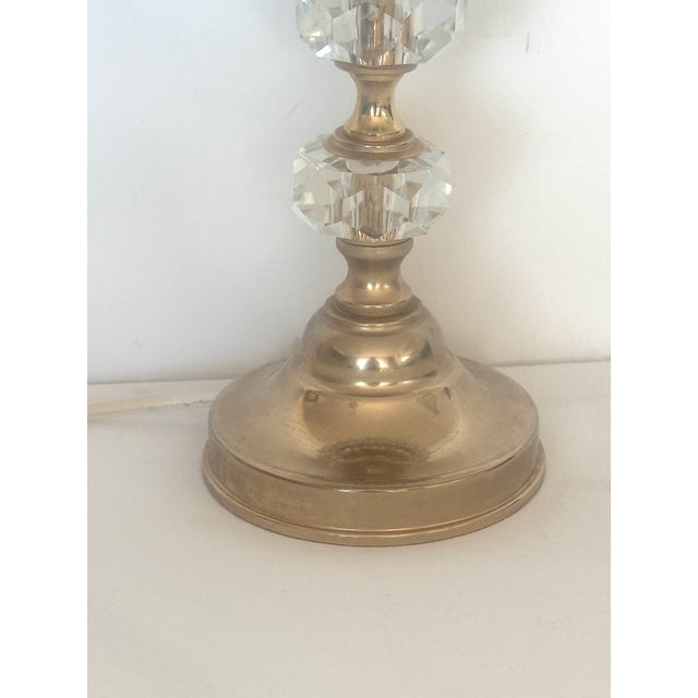Brass, Metal and Lead Crystal Table Lamp, 1970s For Sale - Image 6 of 17