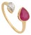 Pear Cut 1.45ct Ruby Diamond Open Face Modern 14k Gold Ring Size 5 For Sale