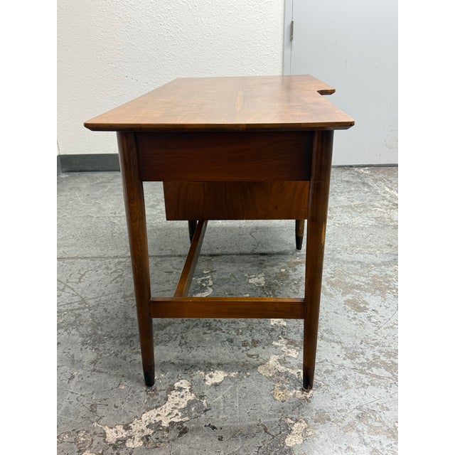 Mainline by Hooker Hooker Furniture Mainline Collection Two-Tiered Walnut Desk, Vintage For Sale - Image 4 of 12