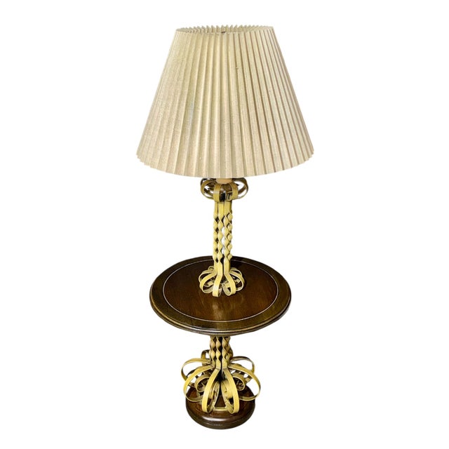 1960s Mediterranean Revival 3-Way Floor Lamp With Integrated Table For Sale - Image 12 of 14