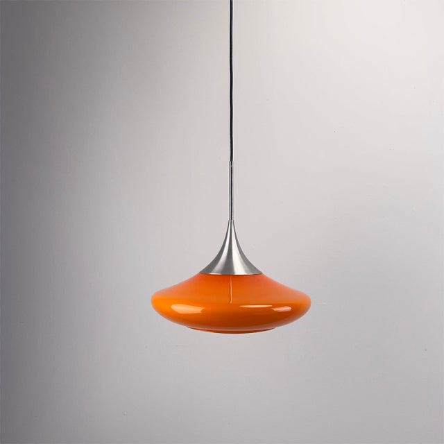 Space Age Orange Tulip Pendant Lamp in Glass from Doria, Germany, 1970s For Sale - Image 9 of 9