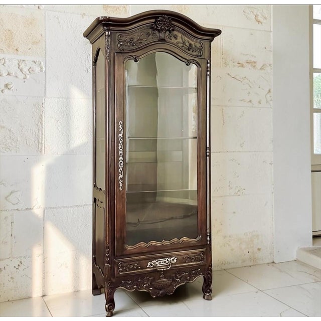 19th Century Country French Walnut Vitrine For Sale - Image 4 of 18
