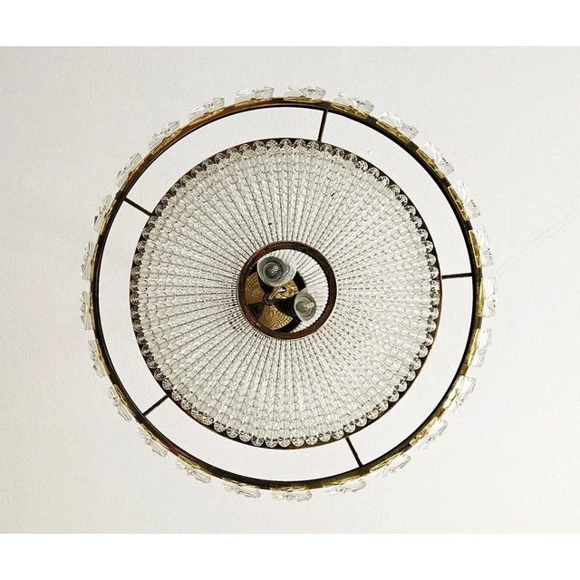 Metal UFO Shaped Chandelier with Swarovski Crystal Beads by J.L. Lobmeyr, Austria, 1950s For Sale - Image 7 of 10