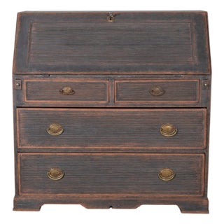 Early 19th Century Swedish Secretary in Black with Painted Interior, circa 1810 For Sale