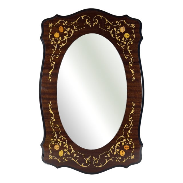 Vintage Large Wooden Mirror, Italy, 1970s For Sale