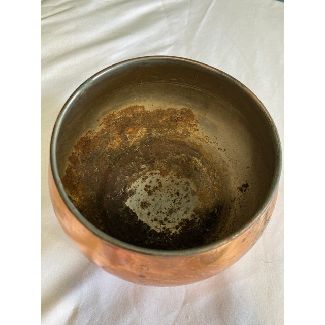 Mid-Century Small Round Copper Planter For Sale In Oklahoma City - Image 6 of 7