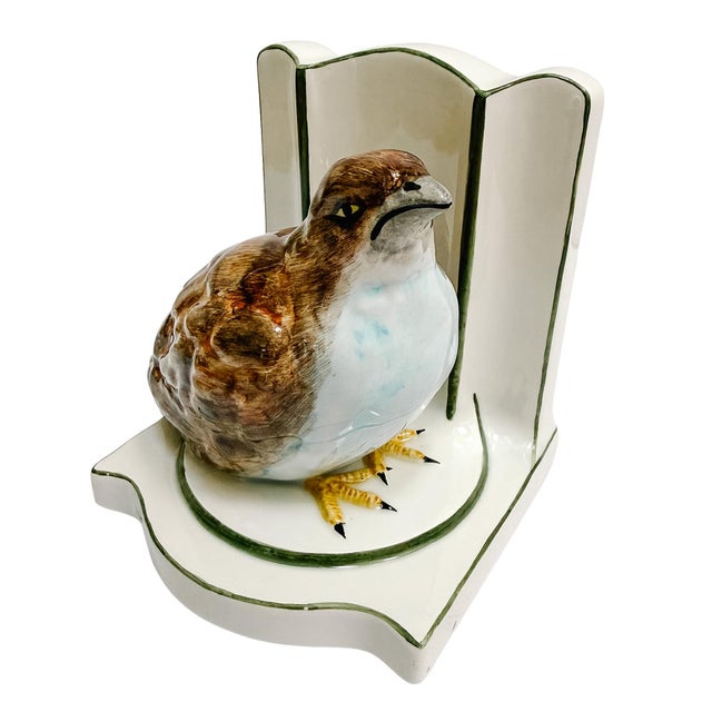 Nora Fenton Vintage Nora Fenton Italian Porcelain Quail Bookends - A Pair For Sale - Image 4 of 10
