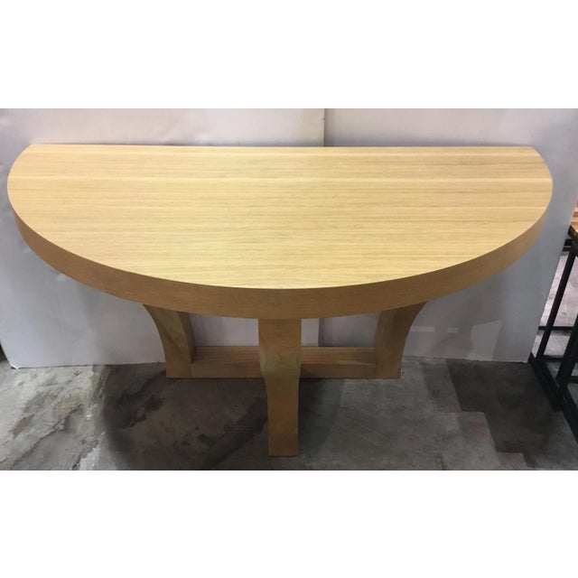 Modern Modern Light Oak Finished Demi-Lune Console Table For Sale - Image 3 of 5