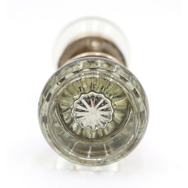 Mid 20th Century Vintage Art Deco Glass Brushed Nickel Passage Door Knob Set For Sale - Image 5 of 6