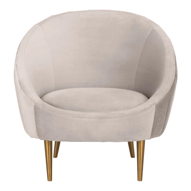 Tufted Tub Chair in Pale Taupe For Sale