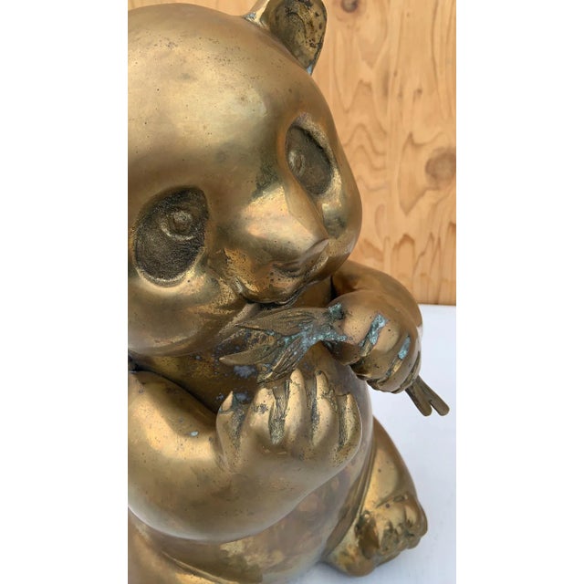 Mid 20th Century Mid-Century Modern Brass Panda Statue Figurine For Sale - Image 5 of 8