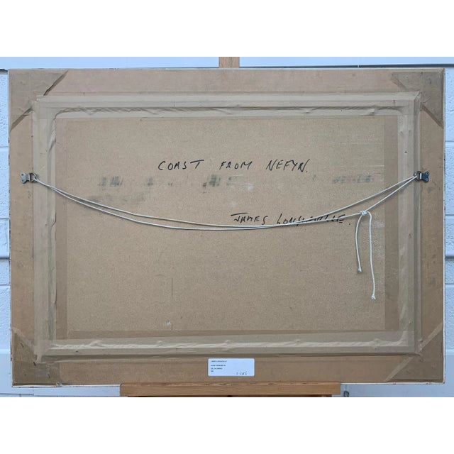 Blue James Longueville PS, RBSA, Landscape Seascape Painting of Coast from Nefyn in North Wales by British Artist, Circa 1999 For Sale - Image 8 of 9