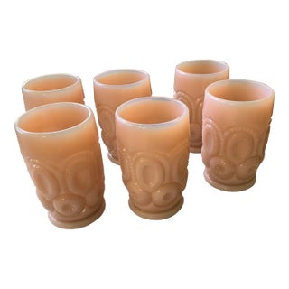 Vintage Pink Opaline Glass Tumblers Set of 6 For Sale