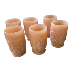 Vintage Pink Opaline Glass Tumblers Set of 6