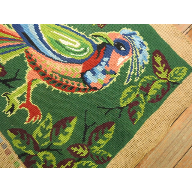 Early 20th Century French Needlepoint with Pigeon For Sale - Image 4 of 5