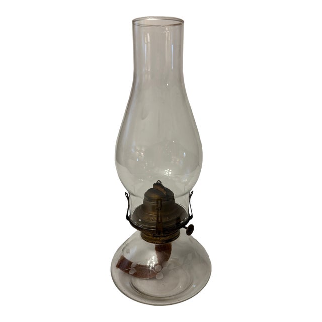 Antique Edge, Floral Oil Lamp For Sale