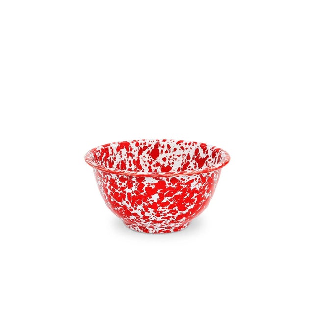 Enamel Splatter Small Footed Bowls, Red - Set of 4 If you're looking to add a few modern items to your dinnerware needs,...
