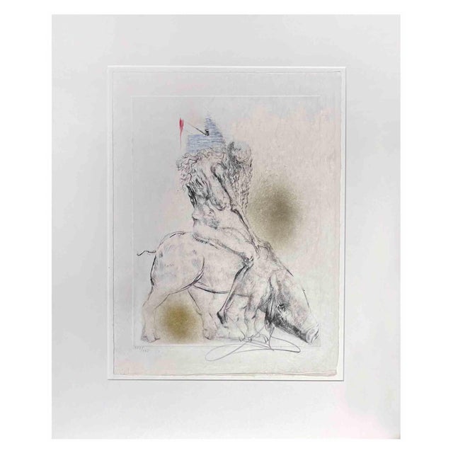 Salvador Dali, Femme au Cochon (Woman with Pig), Etching, 1968 For Sale