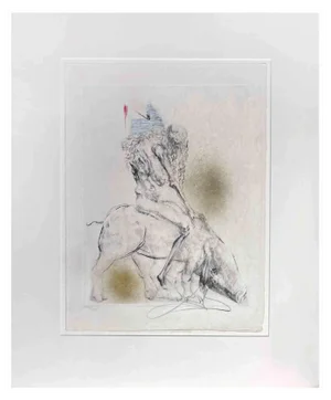 Salvador Dali, Femme au Cochon (Woman with Pig), Etching, 1968