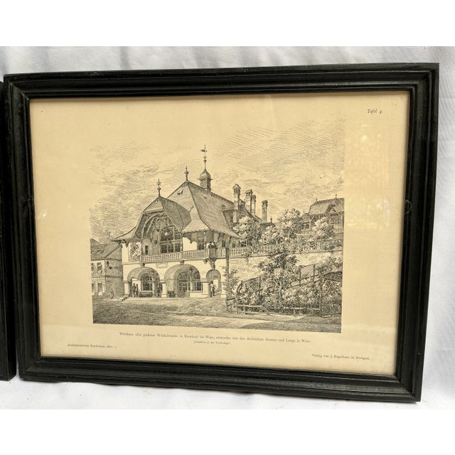 1887 Framed German Architectural Drawings - a Pair For Sale - Image 9 of 13