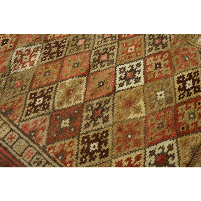 Tribal 1880s Red Rust Geometric Tribal Antique W. Persian Kurdish Rug 4'6" X 5'4" Handknotted Wool Carpet For Sale - Image 3 of 6