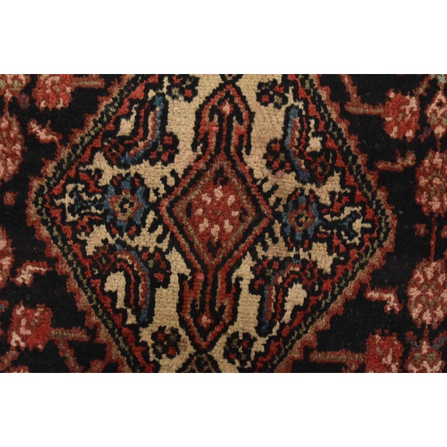 Black Hamedan Runner 3'6'' X 10' Black Wool Vintage Tribal Hand-Knotted Oriental Rug For Sale - Image 8 of 15