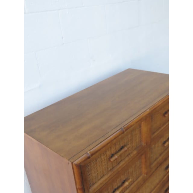 Brown American of Martinsville Hollywood Regency Rattan Tall Chest of Drawers 6447 For Sale - Image 8 of 13