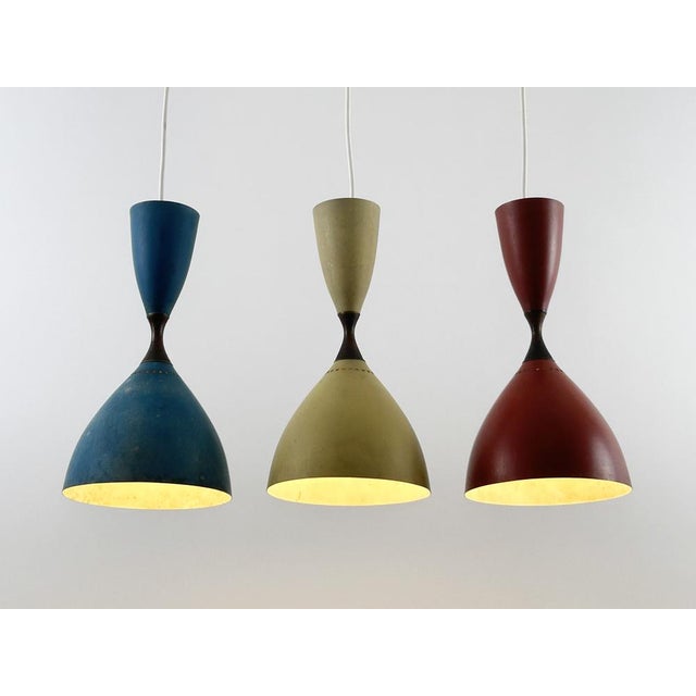 Vintage Diabolo Pendant Lamps by Svend Middelboe for Nordisk Solar, 1950s, Set of 3 For Sale - Image 10 of 18