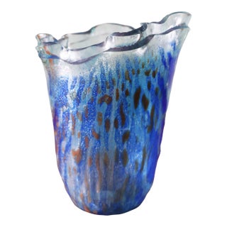 Anactacia Glass Double Ribbon Art Vase Handmade in Greece 10" For Sale