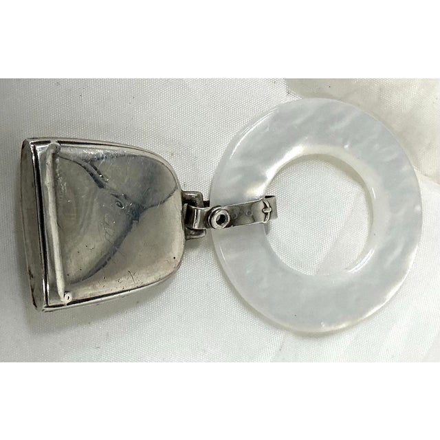 Metal Vintage Crown Sterling Teething Ring With Sterling Baby Rattle and “Nicole” Ingraving For Sale - Image 7 of 8