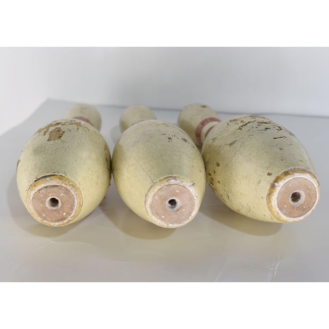Wood Vintage Red Crown Brunswick Bowling Pins - 3 Pieces For Sale - Image 7 of 11
