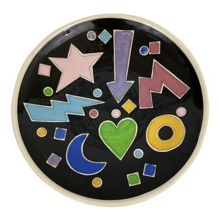 1988 Ted Saito Signed Artist Studio Pottery Pop Art Dish For Sale