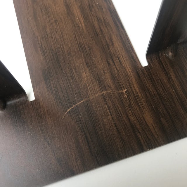 Brown Faux Wood Grain Metal Bookends - Set of 2 For Sale - Image 8 of 13