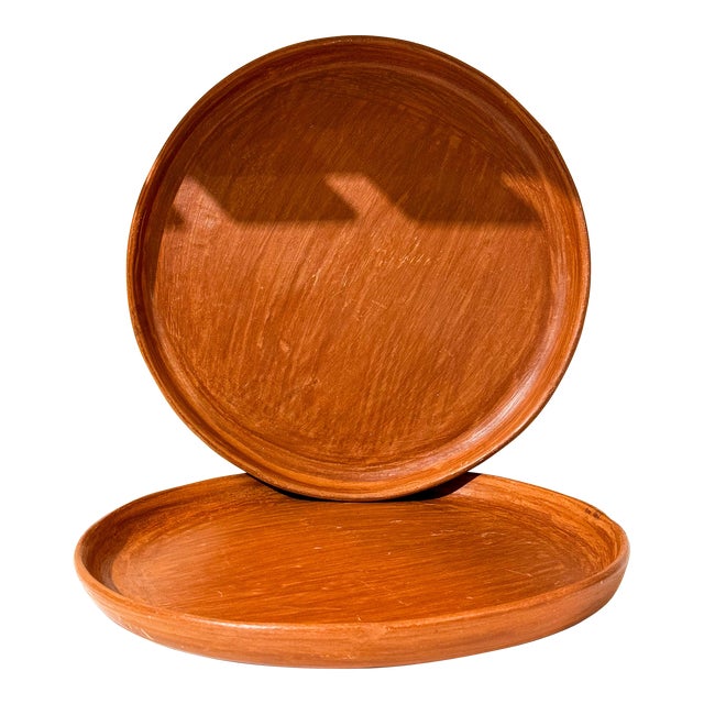 Mexican Zapotec Made Clay Dinner Plates- Set of 2 For Sale