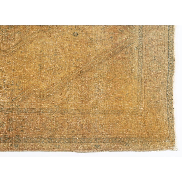 Art Deco Antique Style Tribal Rug in Rare Monochrome Palette - Vintage Tribal Rug in Rare Golden Olive Tones - 3' 4'' X 5' For Sale - Image 3 of 14