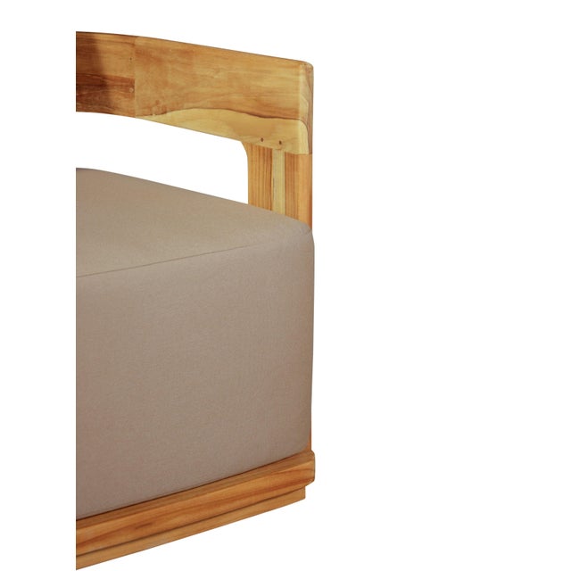 Eclipse Outdoor Solid Teak Wood Sofa Set - Light Brown Fabric For Sale - Image 10 of 17