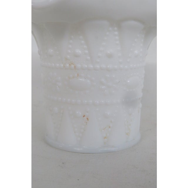 Milk Glass Lace Dewdrop Beaded Jewel Small Basket Vase Container Figurine 4770b For Sale - Image 10 of 11