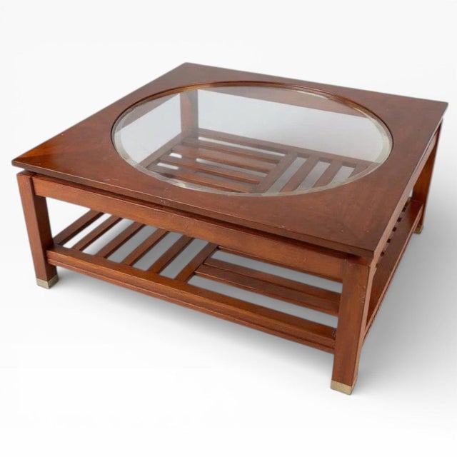 Cherry Coffee Table with Glass Insert from Stickley, 2001 For Sale - Image 3 of 9