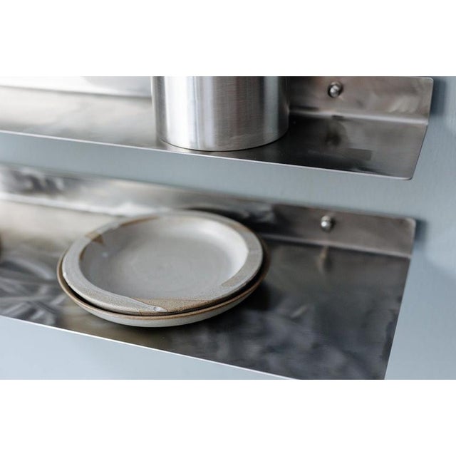 Large Wall Shelf in Brushed Stainless Steel by Form & Eisen For Sale - Image 14 of 18