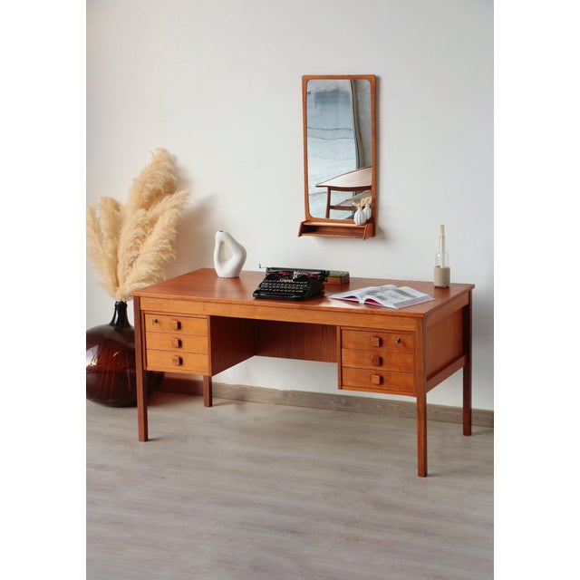 Brown Vintage Danish Teak Desk from Domino Møbler, 1960s For Sale - Image 8 of 18