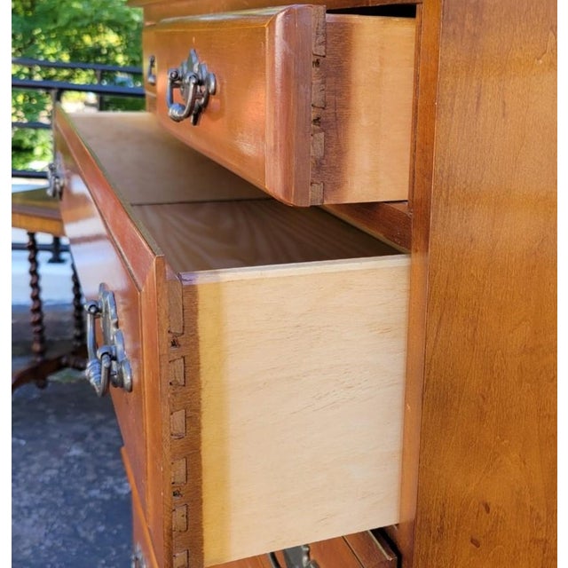 Wood 1960s American Colonial Revival Cherry Seven-Drawer Chest-on-Chest For Sale - Image 7 of 11