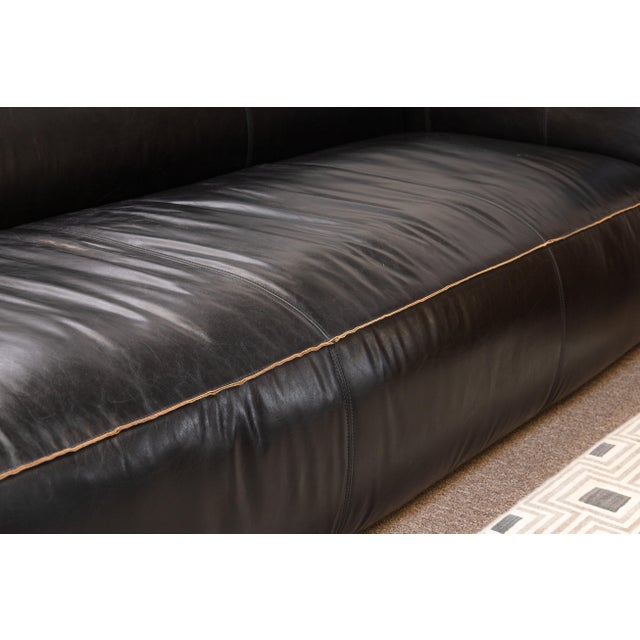 Late 20th Century Contemporary Modern Four Hands Nolita Reverse Stitch Black Leather Sofa For Sale - Image 5 of 6