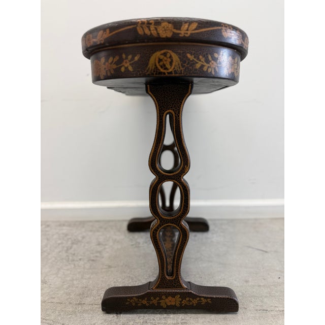 Vintage Chinoiserie Japanned Accent Table With Drawer For Sale - Image 15 of 18