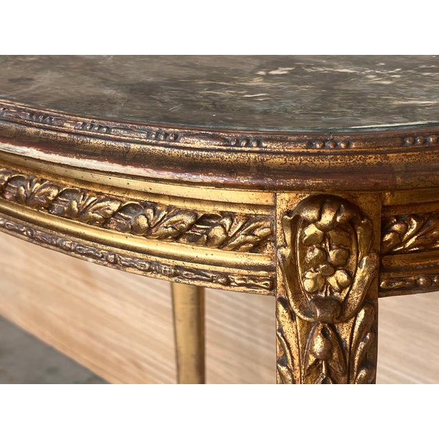 Early 20th Century French Louis XVI Style Gilded Oval Console Table with Four Legs For Sale - Image 11 of 18