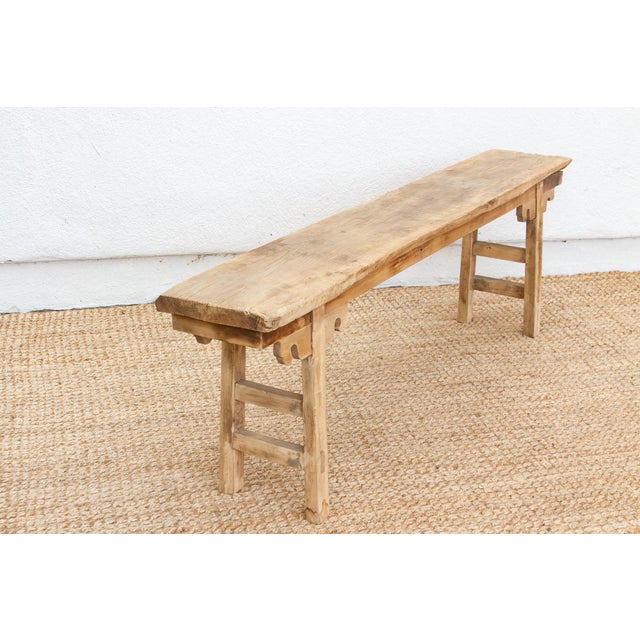 Oriental Calm, Bleached Wood Asian Bench For Sale In Los Angeles - Image 6 of 8