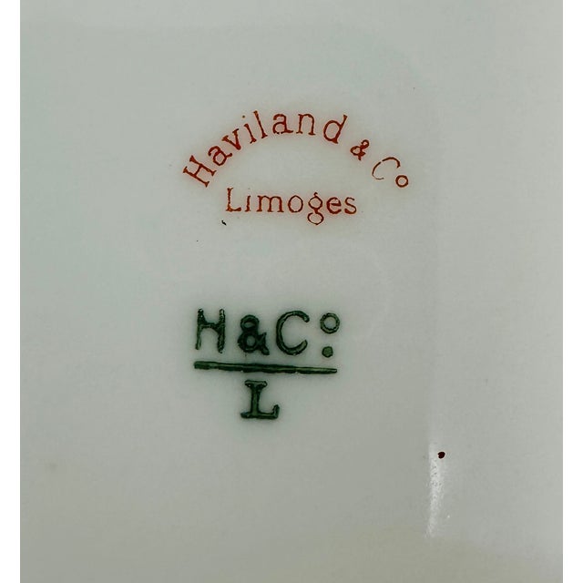 Antique Haviland Limoges Platter | Schleiger 222 Pink Floral Pattern | H&Co L France 1888-1896 | Scalloped Victorian Serving Dish For Sale - Image 11 of 13