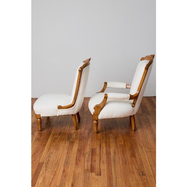 Lady and Gentleman Set of 19th Century Antique Chairs For Sale - Image 4 of 8