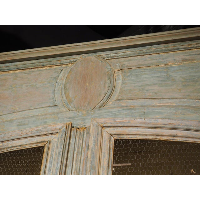 Monumental 18th Century Hand Scraped and Painted French Buffet Deux Corps Bibliotheque For Sale - Image 11 of 18