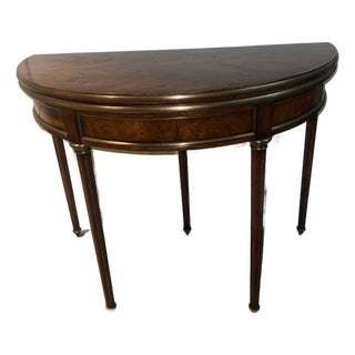 1960s Louis XVI Style Mahogany and Brass Card Table For Sale