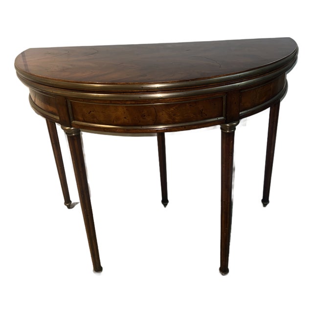 1960s Louis XVI Style Mahogany and Brass Card Table For Sale